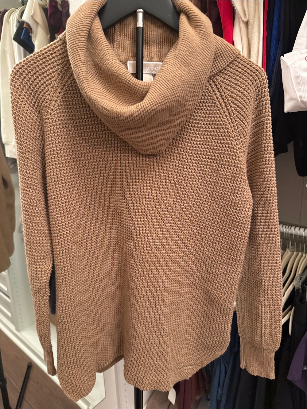 Michael Kors Camel Cowl Neck Knit Sweater